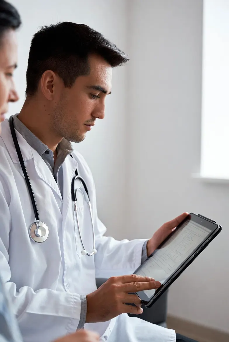 Médico consultando el expediente de su paciente